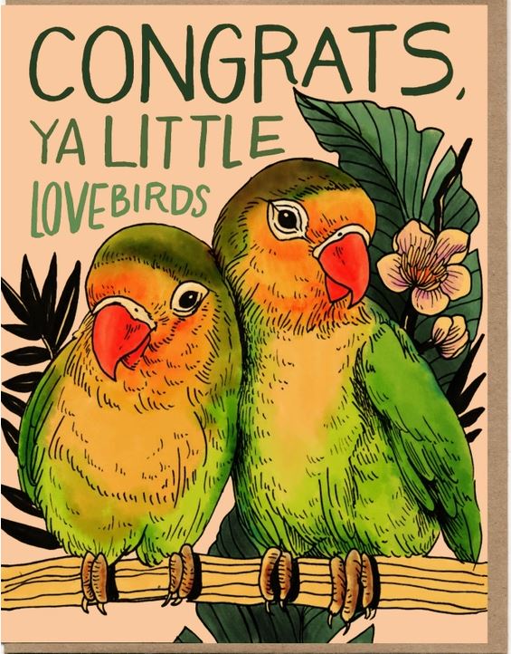 Congrats Love Birds - Wedding Greeting Card