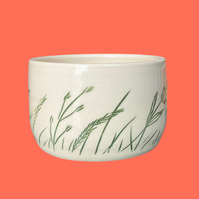 Ivory & Green Grass Floral Bowl - Bailey Fritz
