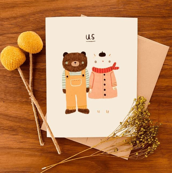 Us Bear and Cat Card