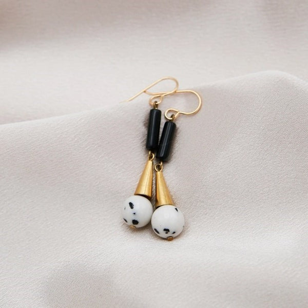 Black Agate & Dalmation Jade Earrings - CIVAL Collective