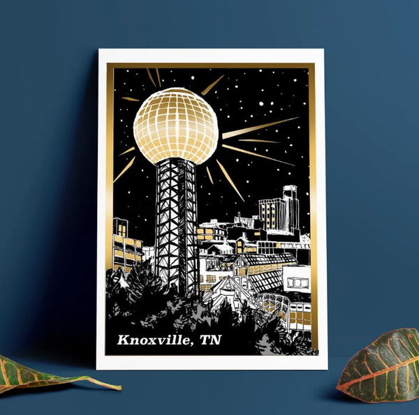 Knoxville Sunsphere (Gold Foil) Print
