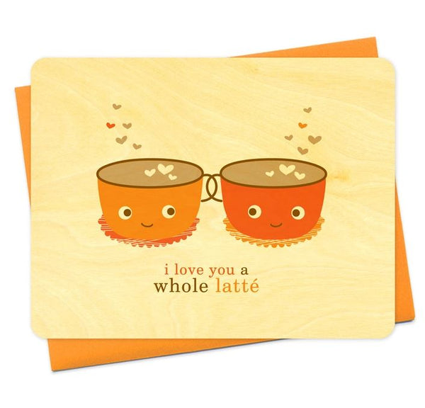 Latte Love Flat Wood Card - Love