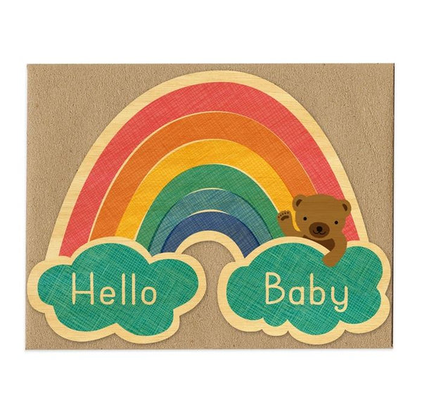 Baby Rainbow Flat Wood Card - Baby