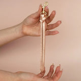 Leather Knot Keychain in Metallic Rose Gold - Cold Gold