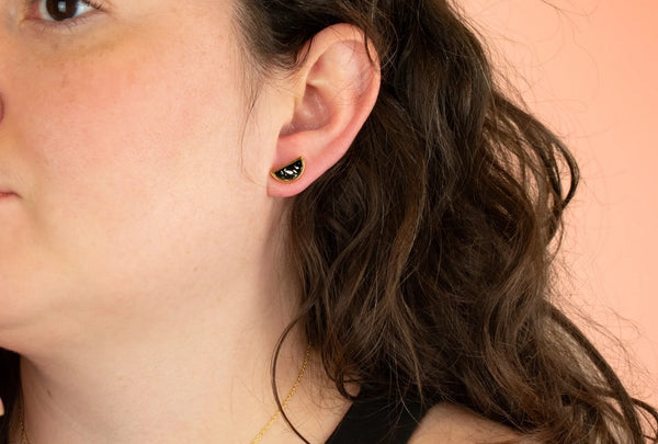 Night Sky Moon Earrings - Cold Gold