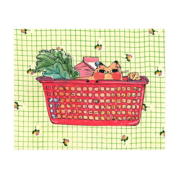 Print - "Basket Cat" - 10 x 8