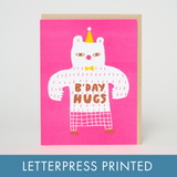 Birthday Bear Hugs Letterpress Card