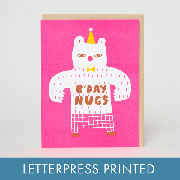 Birthday Bear Hugs Letterpress Card