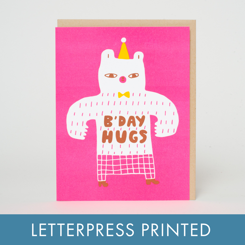 Birthday Bear Hugs Letterpress Card