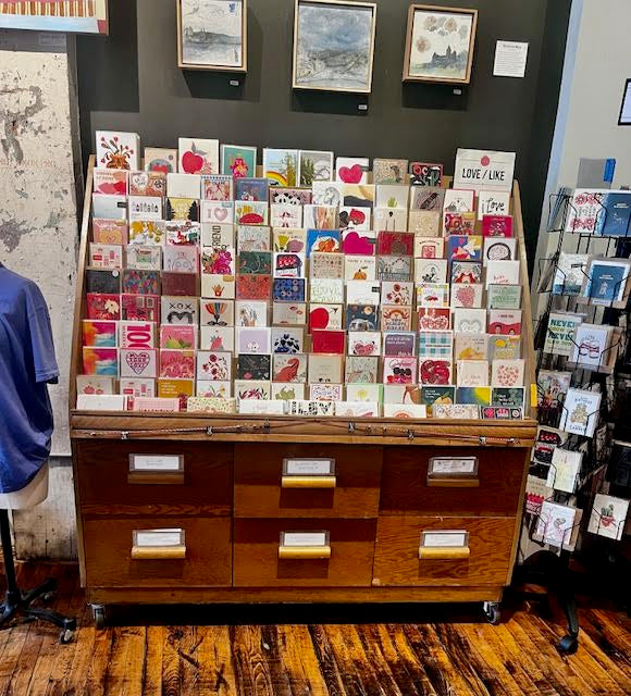 Fixtures - Vintage Wood Card Display w/ 6 Drawers