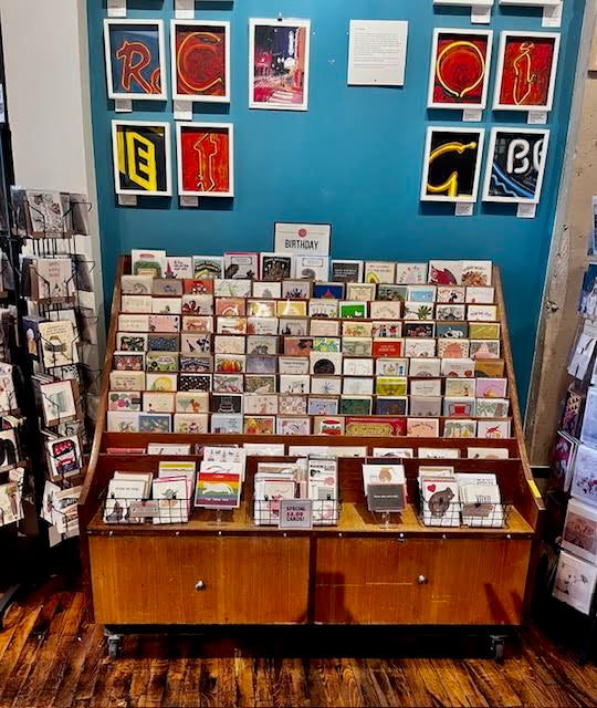 Fixtures - Vintage Wood Card Display w/ 2 Drawers