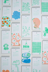 2026 Letterpress Postcard Wall Calendar