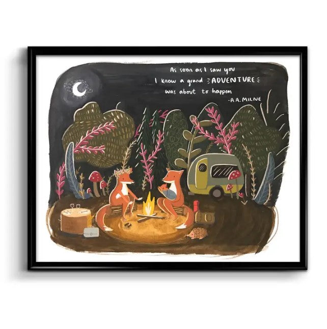 Foxes Around the Campfire Print