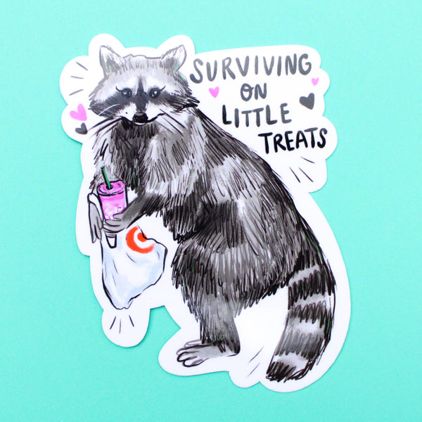 Little Treat Raccoon Vinyl Sticker
