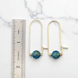 Gold Filled & Blue Tiger's Eye Arc Earrings - Handmade