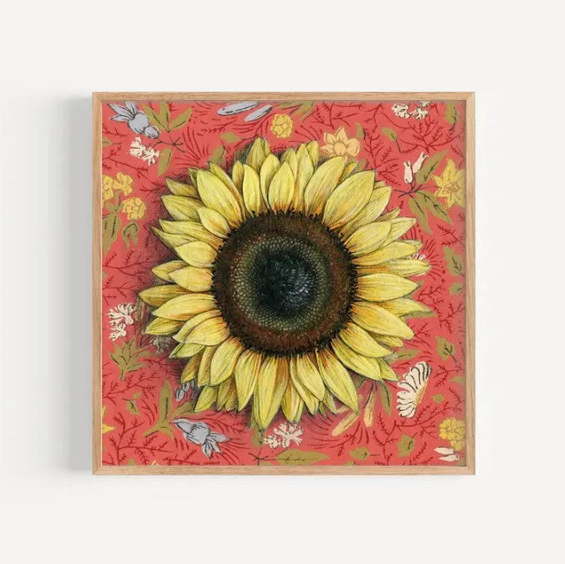 Sunflower Red Floral Print