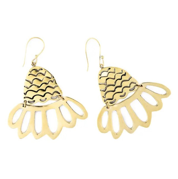 Coneflower Brass Earrings