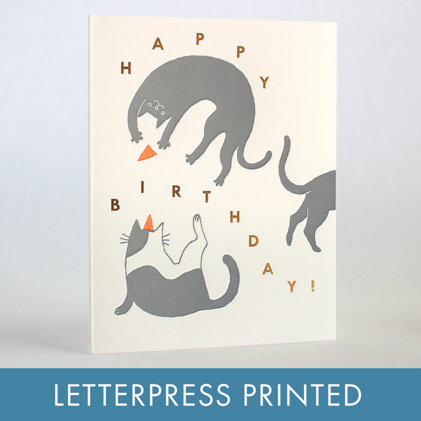 Happy Birthday Cats Letterpress Card