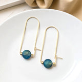 Gold Filled & Blue Tiger's Eye Arc Earrings - Handmade