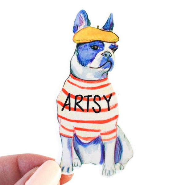 Artsy Fartsy Boston Terrier Vinyl Sticker