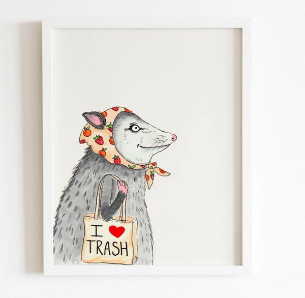 Possum with Fruit Scarf and Shopping Tote Art Print