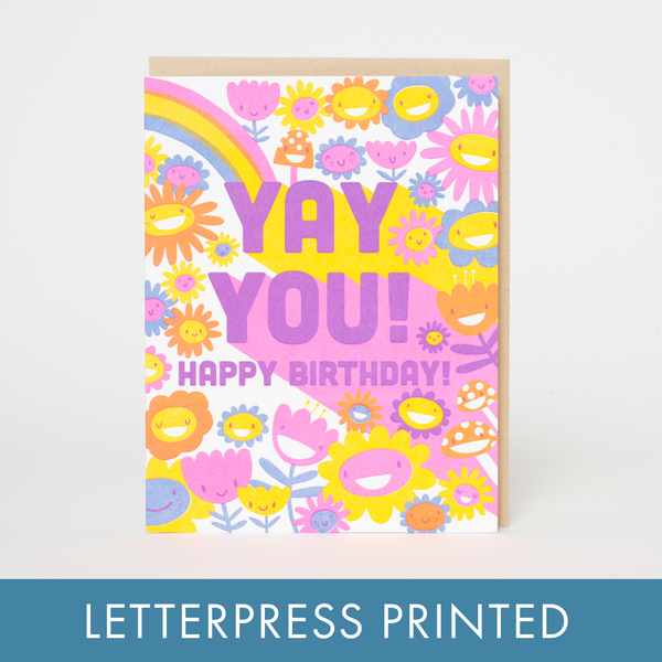 Yay You Birthday Rainbow Letterpress Card
