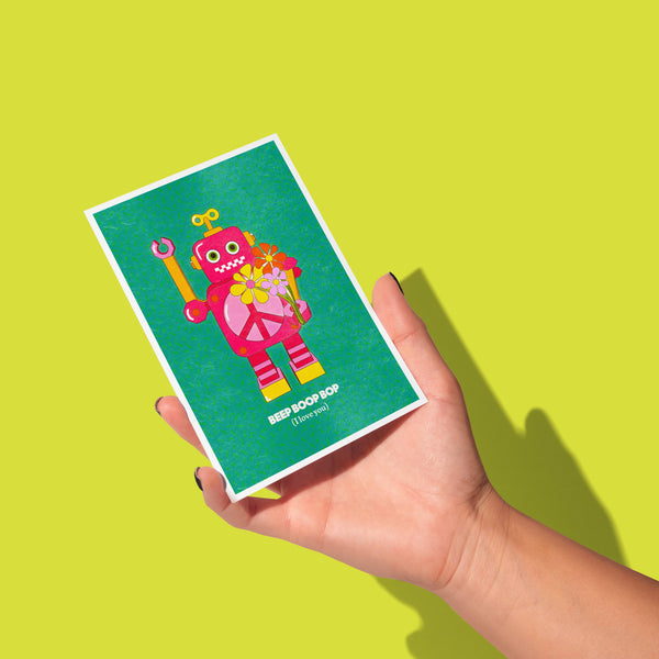 Beep Boop Bop (I Love You) Robot Greeting Card