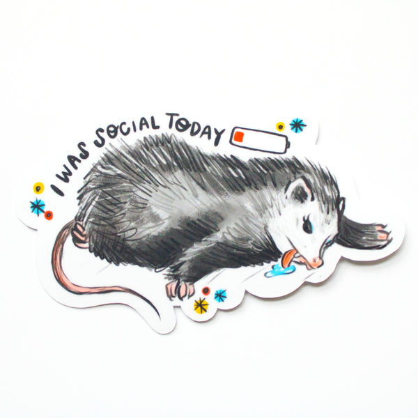 Socially Drained Possum Vinyl Sticker