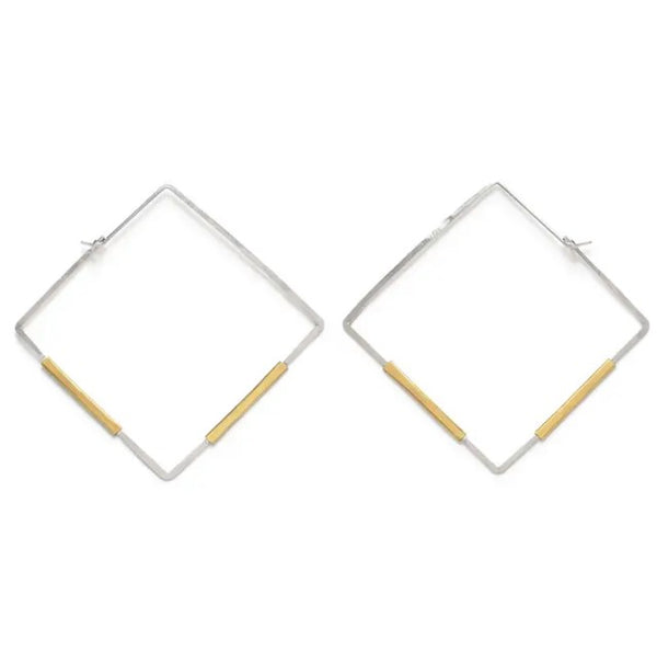 Mixed Metal Square Hoops