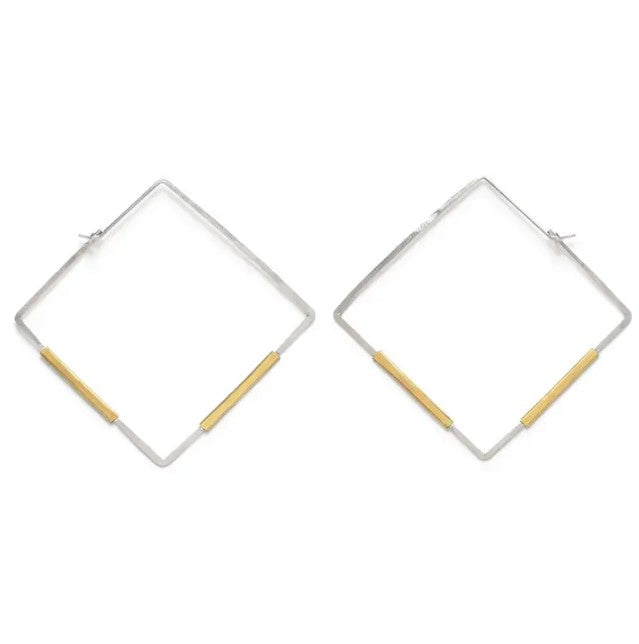 Mixed Metal Square Hoops