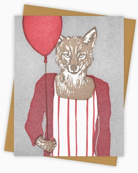 Red Balloon Coyote Card