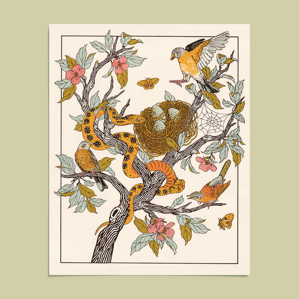 Robins + Gopher Snake 16x20" Giclee Print