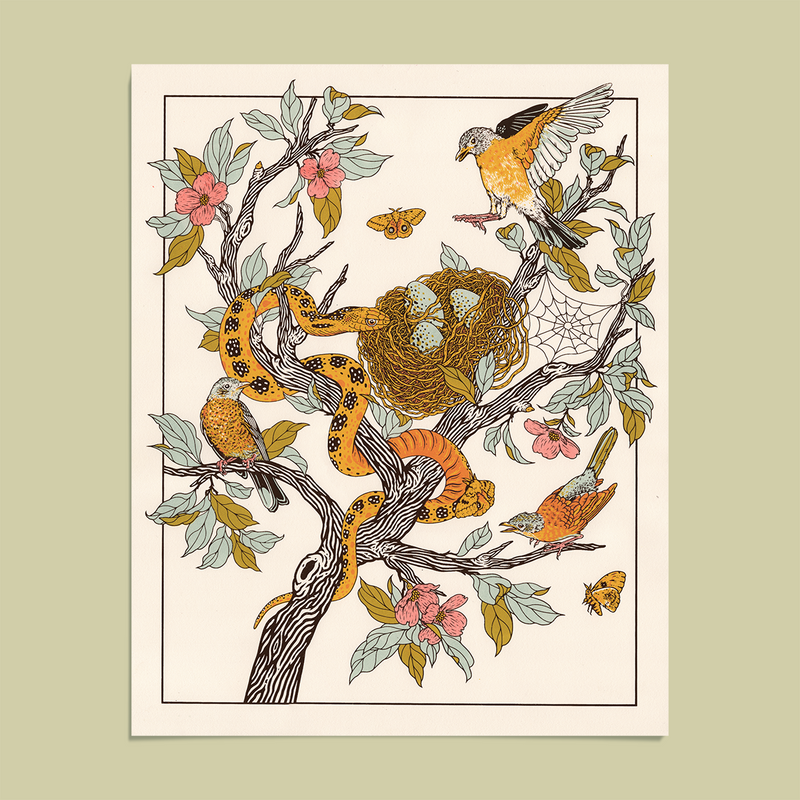 Robins + Gopher Snake 16x20" Giclee Print