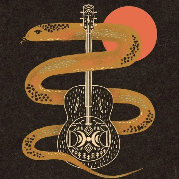 Garter Snake & Boxcar Guitar Print