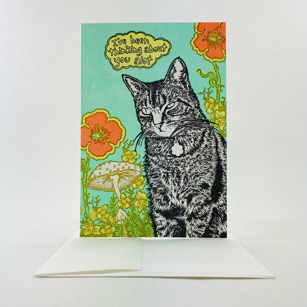 I've Been Thinking About You Cat & Flowers