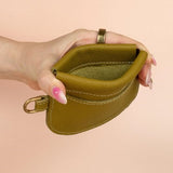 Leather Pop Wallet in Olive Green - Cold Gold