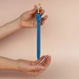 Leather Knot Keychain in Matisse Blue - Cold Gold