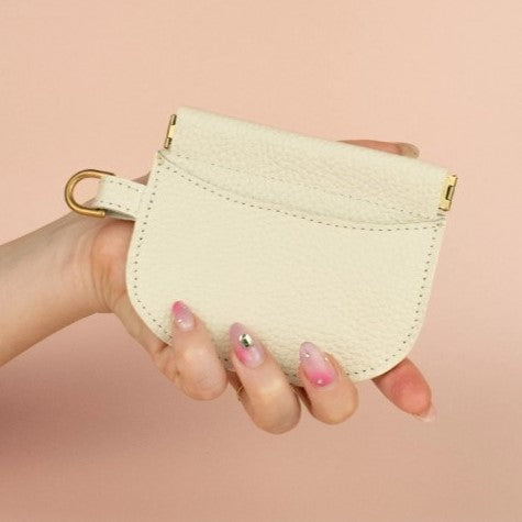 Leather Pop Wallet in Bone White - Cold Gold