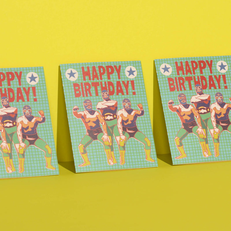 Luchador Birthday greeting card