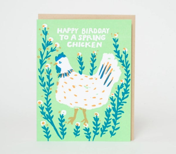 Spring Chicken Birthday Card