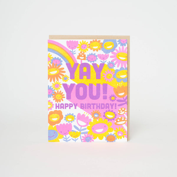 Yay You Birthday Rainbow Letterpress Card