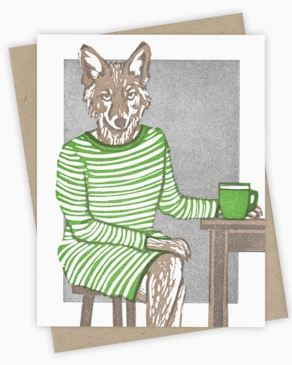 Morning Coffee Coyote Card