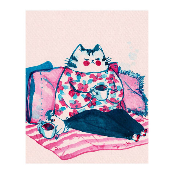 Print - "Coffee with Nice Cat" - 8 x 10