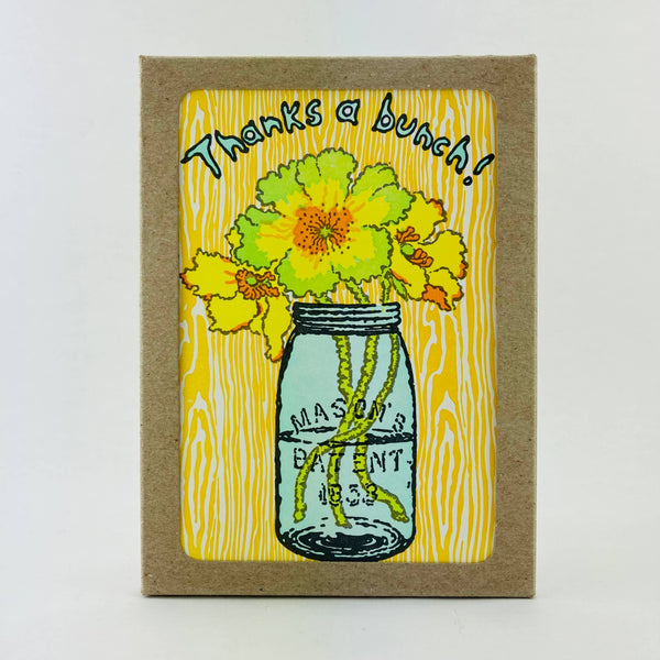 BOX SET - Thanks a bunch turquoise mason jar & flowers