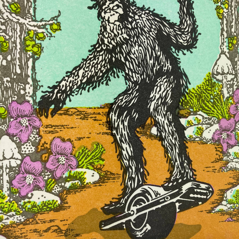 Happy Birthday Sasquatch Riding a One Wheel
