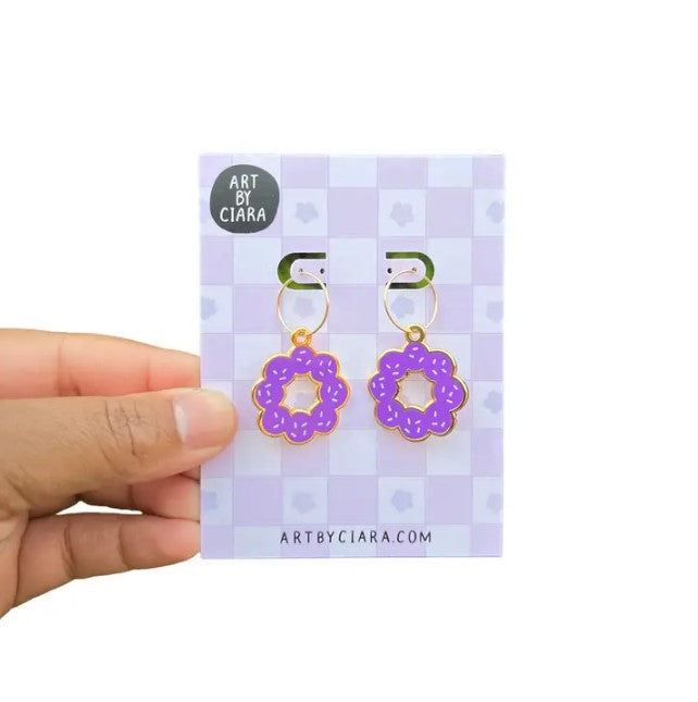 Ube Mochi Doughnut Hoop Earrings