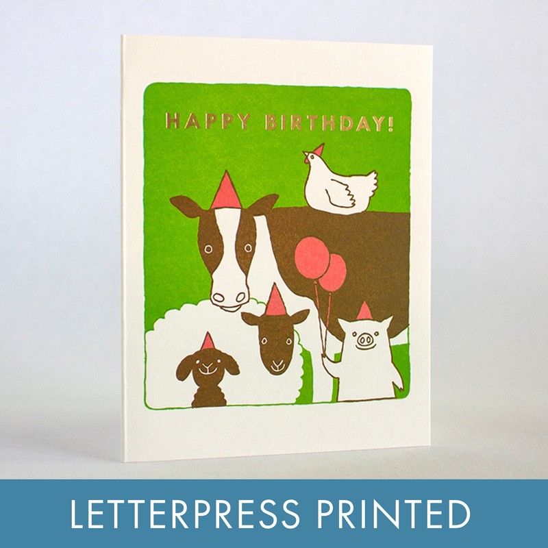 Farm Birthday Letterpress Greeting Card