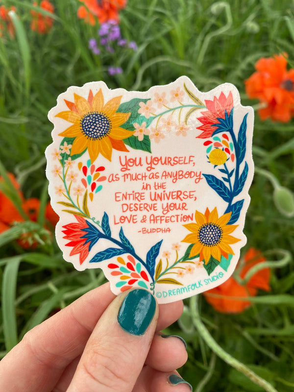 Love + Affection Buddha Quote Sticker