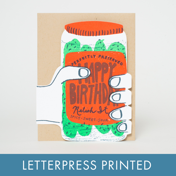 Pickle Birthday Die-cut Letterpress Card