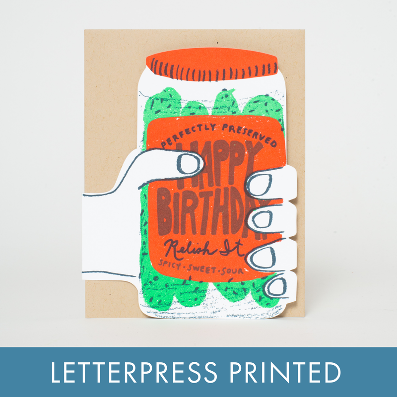 Pickle Birthday Die-cut Letterpress Card